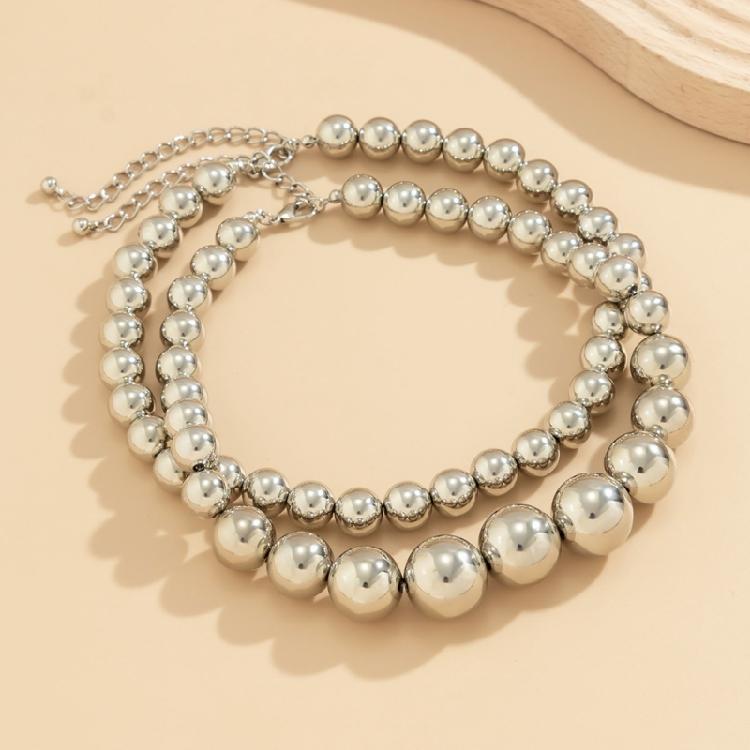 Eye Catching Large Bead Necklace Zinc Alloy Materials Clavicle Chain Accessories For Layering And Gifting
