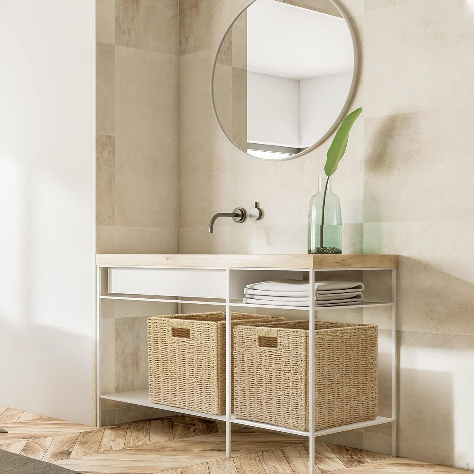 

Корзина для хранения тканой складной одежды, декор ручной работы, органайзер для белья, сумки для воды 25x25x25cm