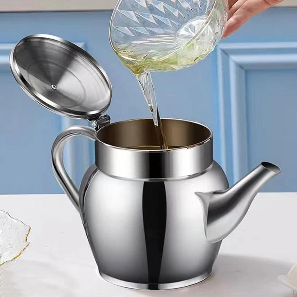 Stainless Steel Oil Dispenser Bottle Storage Container with Fine Mesh Strainer for Home Kitchen