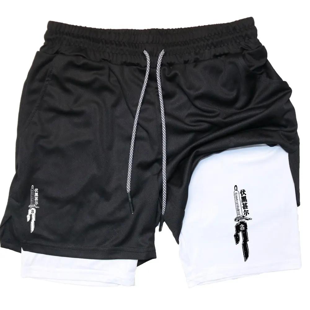 

Мужские шорты Anime Performance GYM Casual Sports Summer Compression Shorts Workout Running Mesh 2 In 1 Sport Shorts M