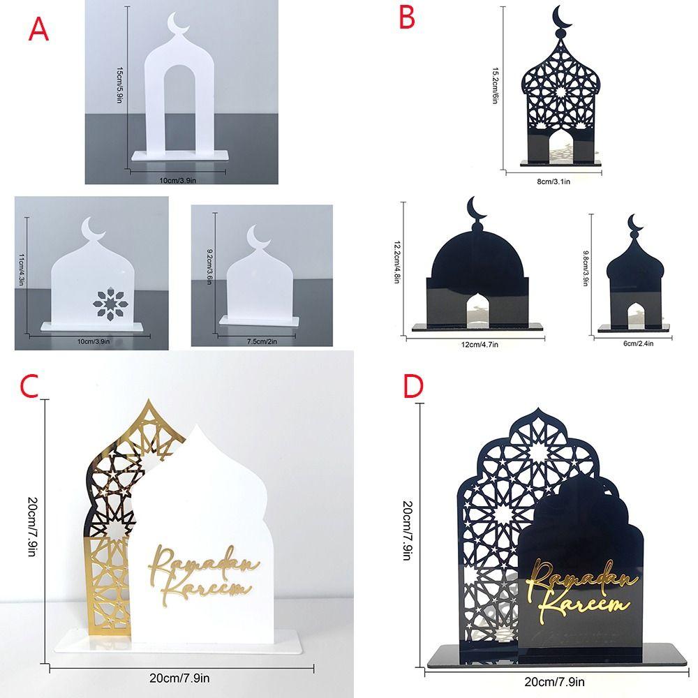 Kreative Acryl-Ramadan-Ornamente Burg Basteln Gold Schwarz Eid Mubarak Dekorationen DIY Islamische Tischdekoration