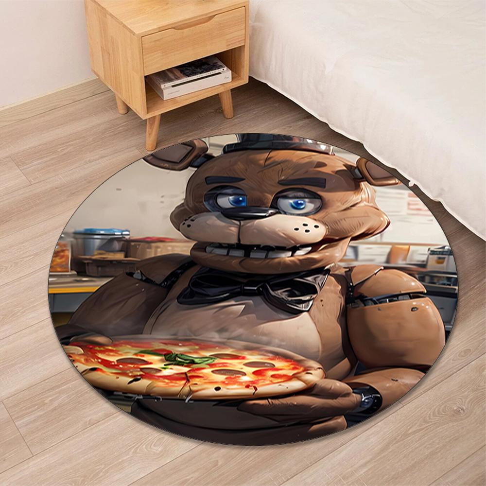 Five Nights at Freddy's Bedruckter Runder Teppich Teppichboden Stuhlteppich Bereichsteppich Eingang Fußmatten, für Bürostuhl Wohnzimmer Schlafzimmer Küchenraum.