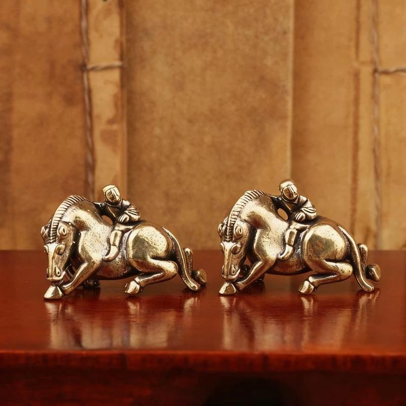 1 buc Copil Călărind Decorațiune Birou Acasă Anul 2026 Anul Calului Figurine Cal Feng Shui din Alamă Miniaturi Cadou