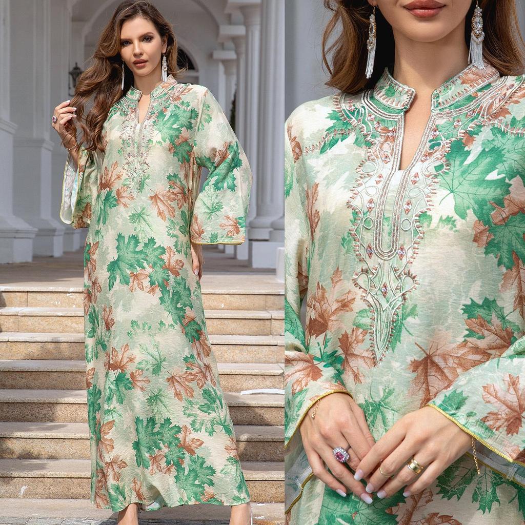 Middle Eastern Embroidered Dubai Evening Abaya Dress for Women