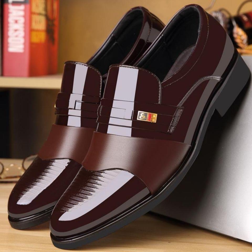 Men's Sleek Slip-On Dress Shoes - Fashionable British Style, Durable Rubber Sole, Comfortable, Business Casual, One-step, Lazy Shoes