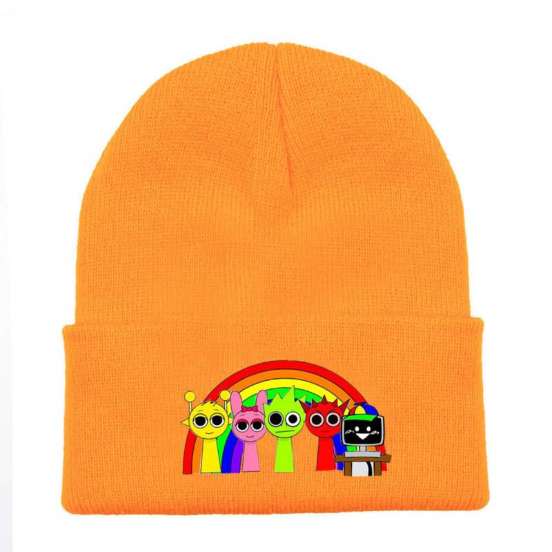 Sprunki Fashion Knitted Hat Solid Color Print Cute Pattern Unisex Design