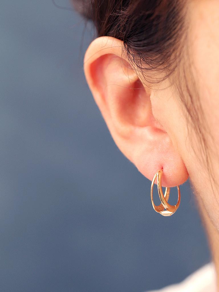 Minimalpiercing 14K Bold Double-Strand Ring Piercing Earrings