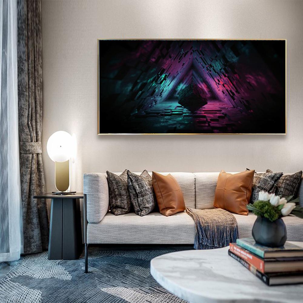 

Абстрактная живопись маслом треугольник графика холст живопись бар гостиная коридор офис кабинет украшение дома фреска без рамки 20*40cm