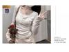 Korean Style Autumn Floral Lace Color-Block Button Shirt: Women's Long Sleeve Two-Piece T-shirt