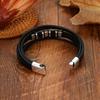 Multi Layer Braided Leather Bracelet For Men With X Badge Charm Decorative Wristband Accessory