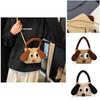 Cozy Knitted Black And Brown Dog Handbag For Kids Ideal For Daily Use