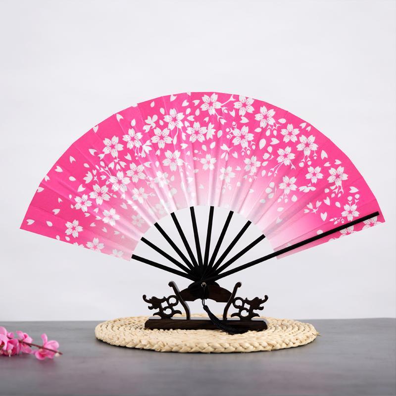 Ancient Chinese Style Golden Portable Folding Fan Bamboo Ribs Japanese Decor Stage Fan Girl Hanfu Dance Performance Hand Fan