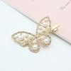 Hair Clip Big Imitation Pearl Butterfly Barrettes Women Crystal Alligator Hindbrain Side Hairpin Headwear Zircon