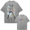 36. Washed Tee Japan Anime JoJo Bizarre Adventure Giorno Giovanna Vintage Washed T Shirt Men's Clothing Fashion Casual Short Sleeves T-shirt Oversize