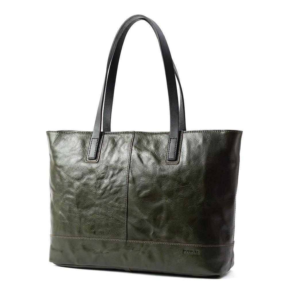 Genuine Leather Tote A4 Cowhide [Doubles] Bag, Compatible, Hand-Treated ANX-1427 (Green)