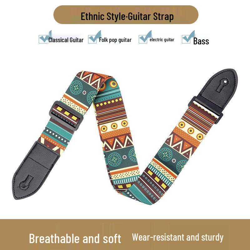 Polyester Printed Guitar/Bass Strap: Widened, Thickened, Punch-Free for Boys & Girls