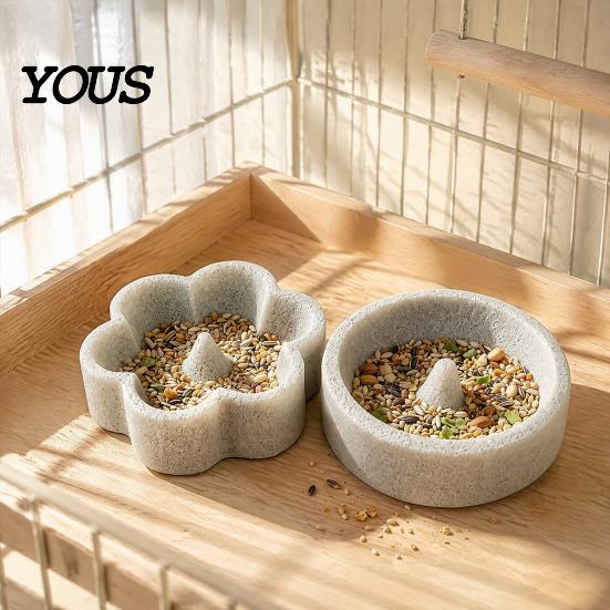 Pumice Perch Feeding Dish Stone Parrot Bowl, Spill Proof Bird Water Bowl Food Dish, Cage Feeder for Cockatoo Cockatiel Conure Parakeet Small Accessory