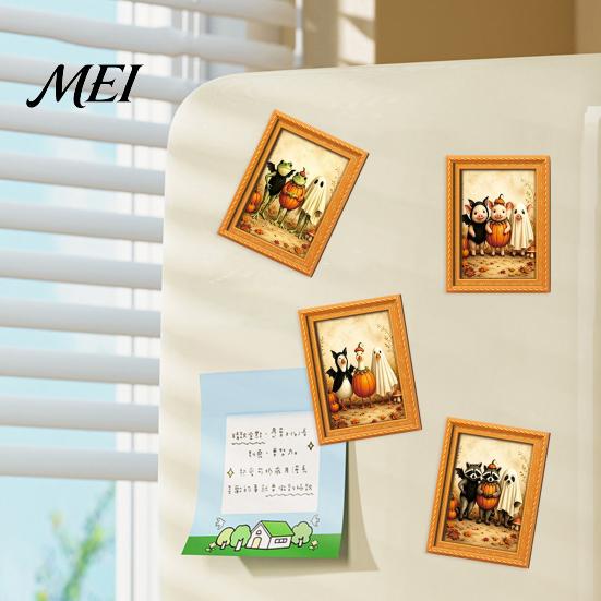Fall Seasonal Kitchen Decor Wooden Black Cat Fridge Magnet, Cartoon Bathroom Decor, Autumn Home Decorations Cute Theme Photo Frame Magnets,