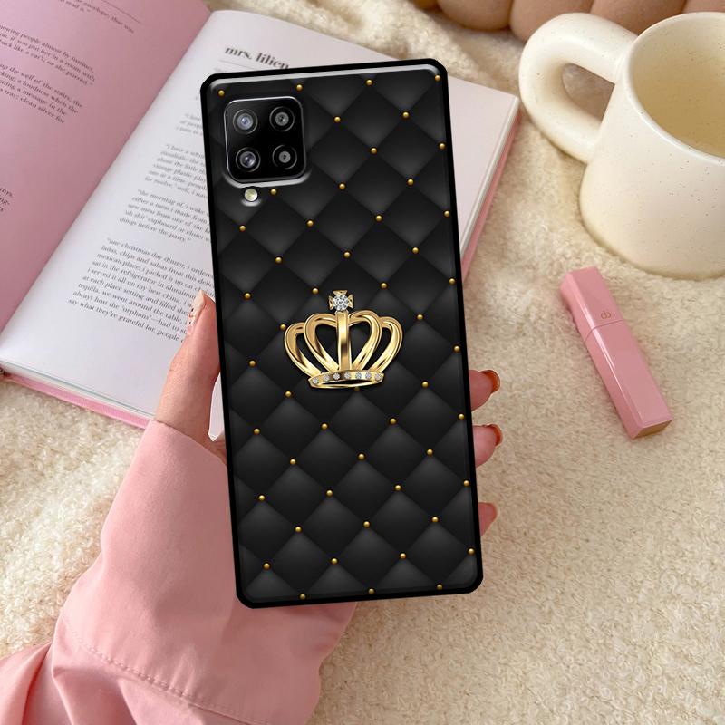 Quilted Texture Sofa Pattern Crown For Samsung Galaxy A06 A16 A26 A36 A56 A52 A53 A33 A13 A34 A54 A14 A15 A35 A55 A22 A32 Case
