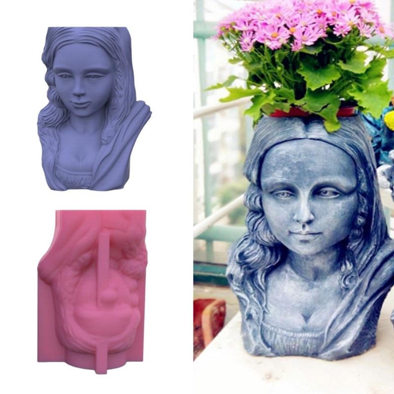 Silicone Clay MouldS Flowerpot Molds Girl Shaped Silicone Pen Holder Moulds for Succulent Planters Flowerpot Pen Holder