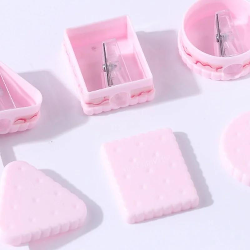 3pcs/lot Creative Fresh And Cute Biscuit Pencil Sharpener Children's Pencil Sharpener Stationery Random Colors School Supplies