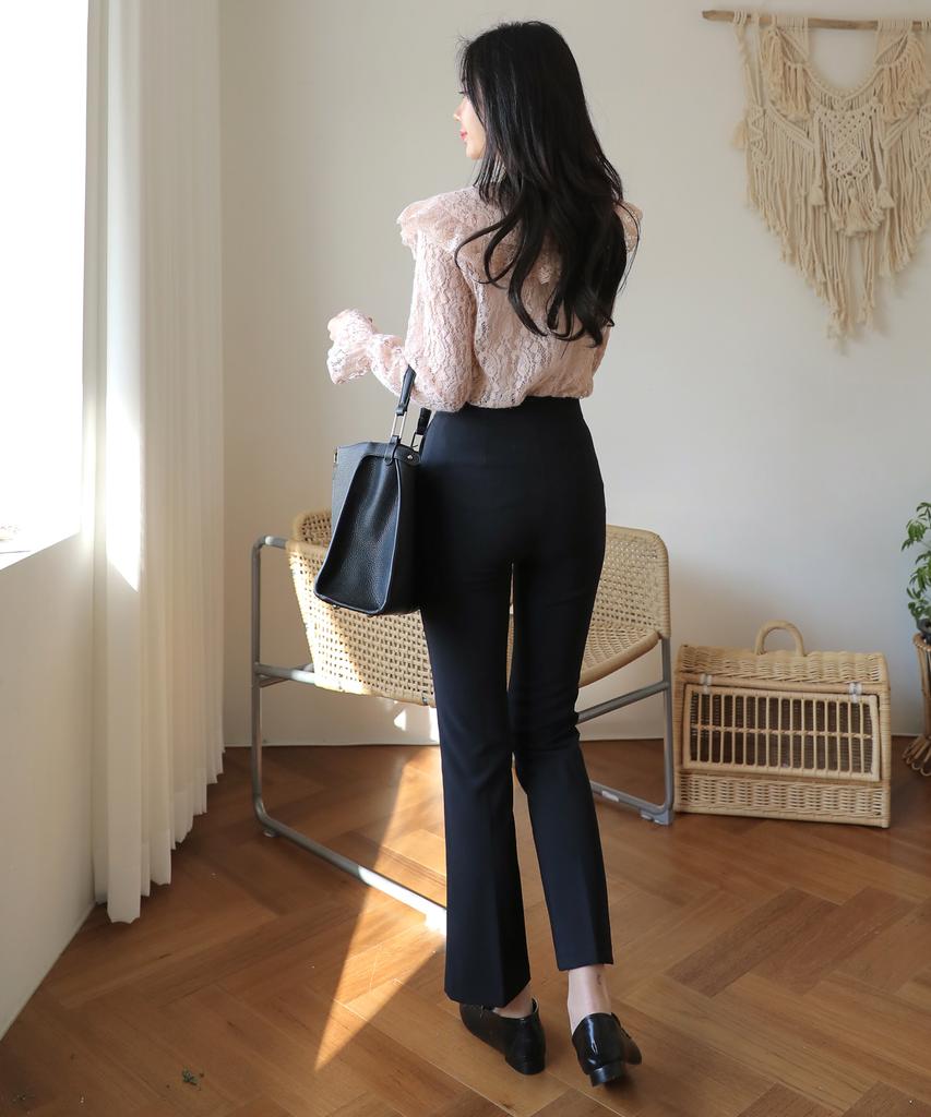 Ppaeppae Hidden Elastic Waist, Long Rise, Comfortable High Slacks