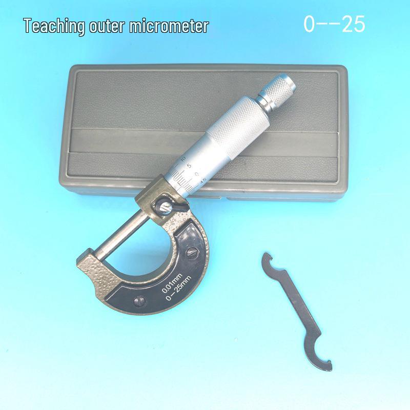 High Precision 0-25mm*0.01 Outside Micrometer with Threaded Head for Teaching