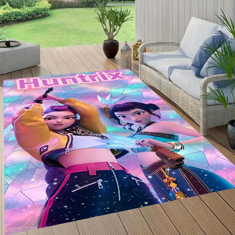 Huntrix Fashion Style Crystal Velvet Rug, Soft Anti‑Slip Crystal Velvet Carpet for Living Room Bedroom Home Decor