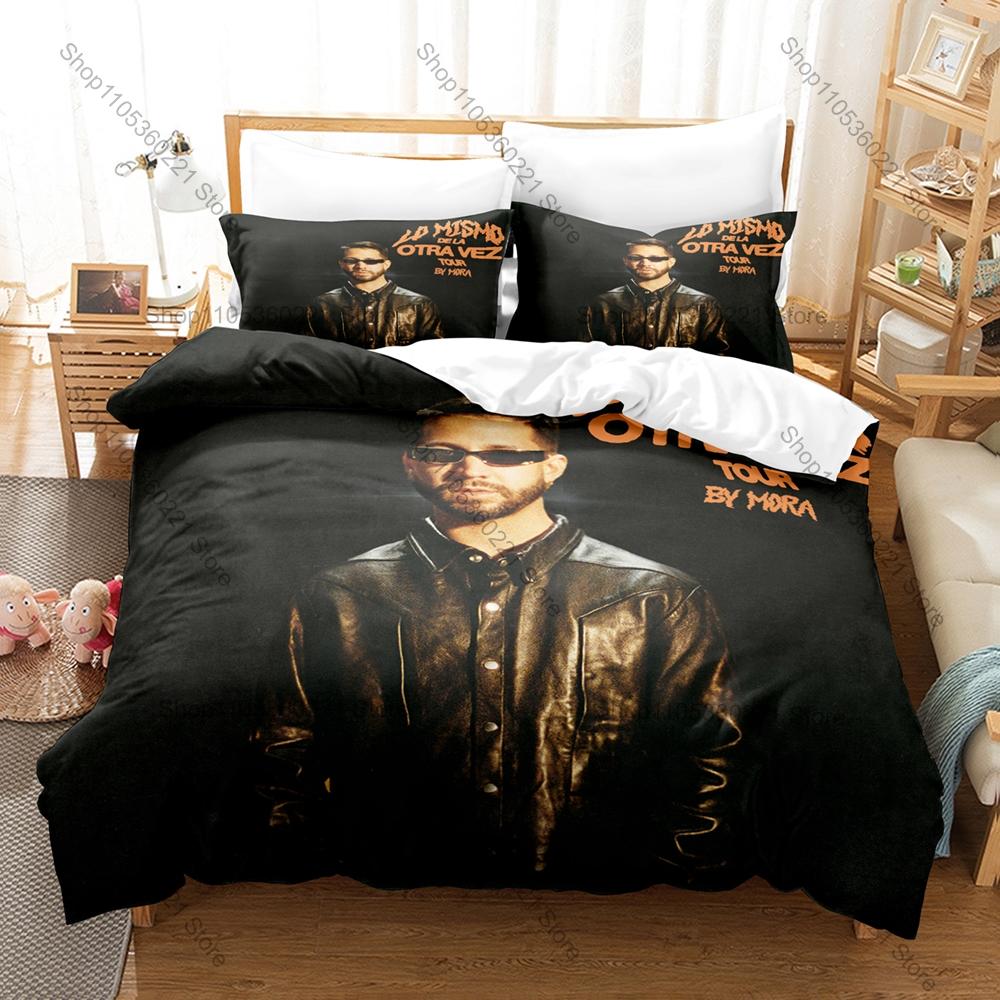 Trendy Mora Lo M-Mismo Reggaeton Graphic Bedding Set Duvet Cover With 2 Pillowcases Teen Bedroom Decoration