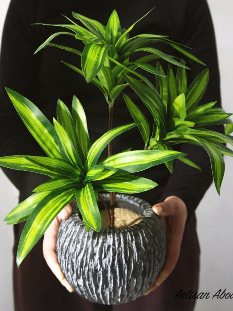 1pc Simple Yellow Artificial Plant, Plastic Faux Leaf For Home Decor