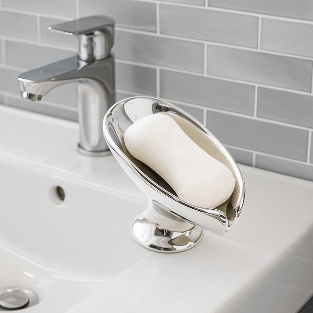 Gold Silver Soap Dish Leaf Shape Bathroom Storage Holder Elegant Soap Rack  Kitchen