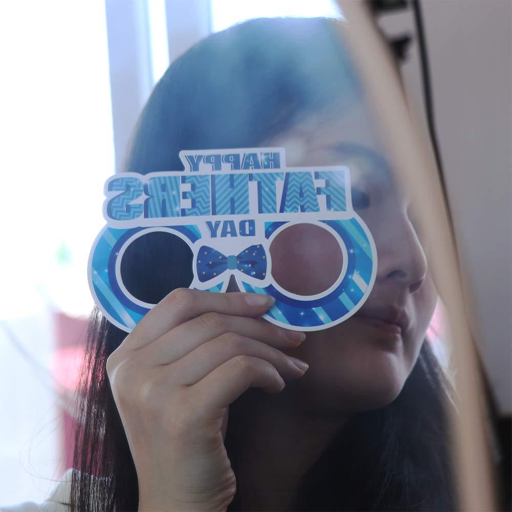 30pcs Blessing Father's Day Photo Props Blue Dress Up Costume Mask  Birthday Supplies