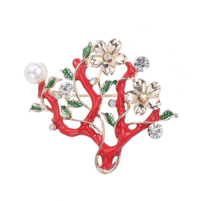 Chinese Style Original Retro Atmosphere Realistic Oil Drop Pearl Plum Blossom Branch Brooch Brooch Female Long-Lasting Color Exquisite Brooch BFF Gift