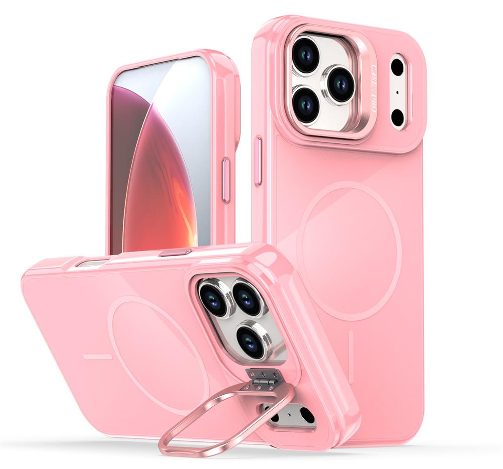 Metal Lens Stand Magnetic For Magsafe Phone Case For iPhone 17 Pro Max Air 16 Plus 15 14 13 12 11 Silicone Wireless Charge Cover