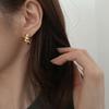 Korean Style Cable Knit Croissant Earrings - Hip Hop Retro Ear Hoops & Studs for Women
