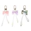 Pearls Beaded Bowknot Keychain Stylish Butterfly Knot Pendant Keyring Bag Charm