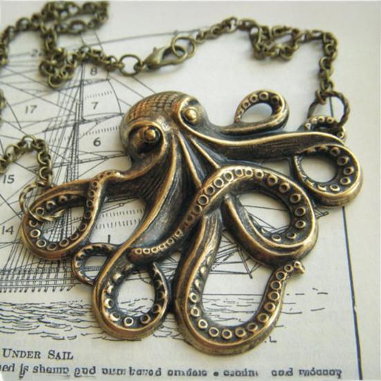 Vintage Oktopus Halskette Punk Oktopus Anhänger Halskette Retro Stilvolle Meereswesen Halskette Geschenk für Frauen
