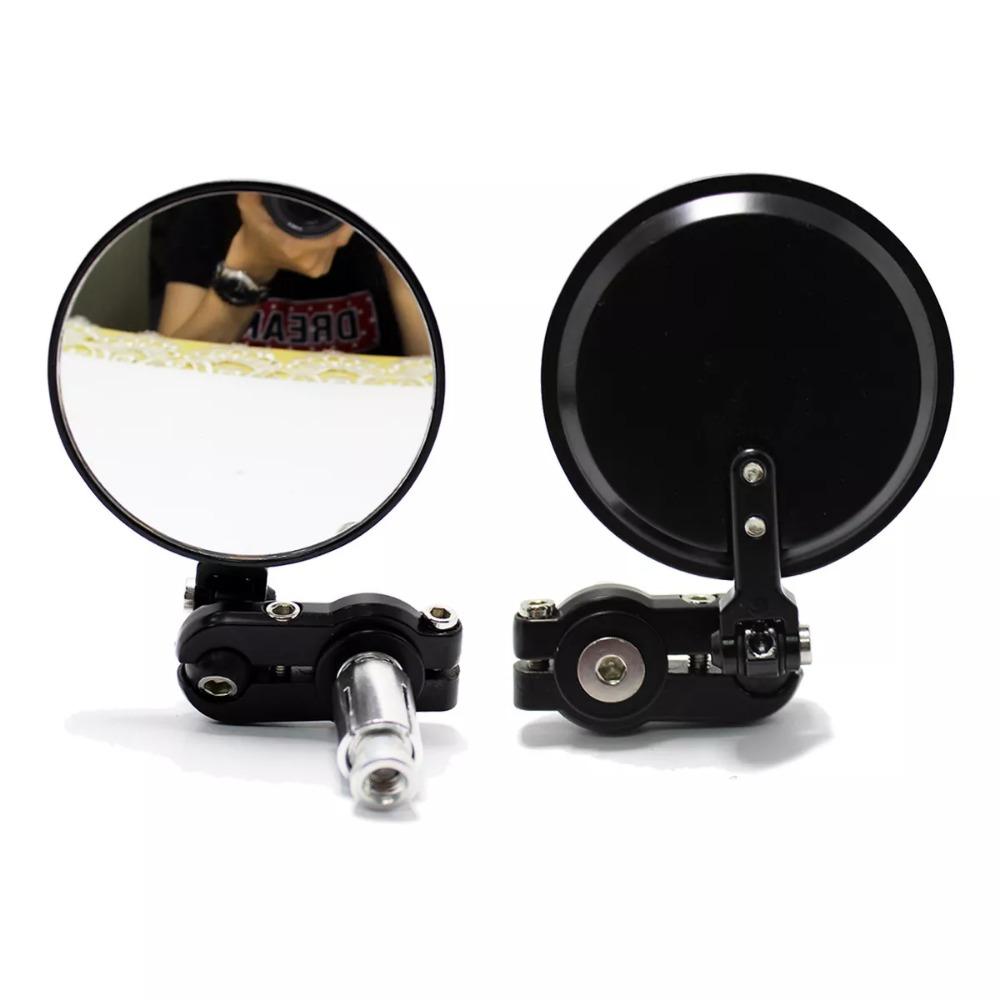 2PCS Motorcycle Mirror Handlebar 7/8" 22mm Universal Aluminum Rear View Handle Bar End Side Mirror With Led Light For Cafe Racer