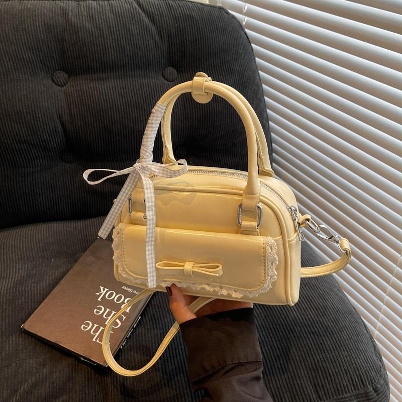 Vintage kabelka přes rameno - Dámská kabelka s mašlí, Korejský streetwear, Ležérní crossbody kabelka, Trendy cestovní taška,