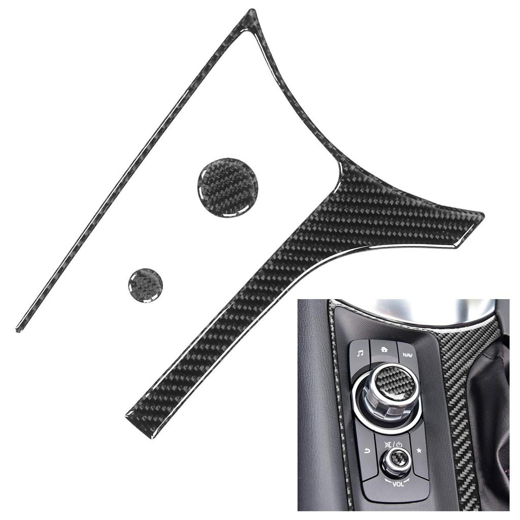 3 Pcs Carbon Fiber Interior Multimedia Box Frame Button Cover For Mazda MX5 ND