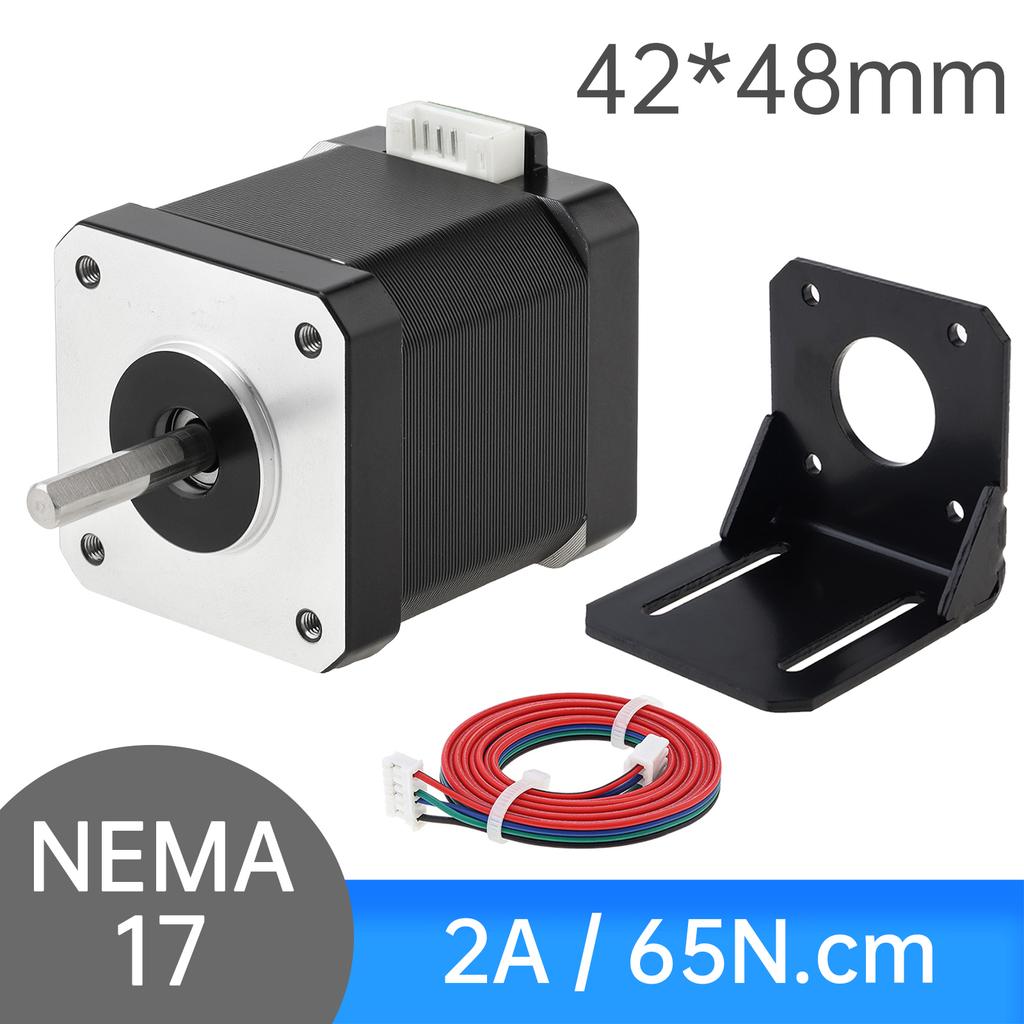 Nema 17 Schrittmotor 60mm 2A 85Ncm Drehmoment 1,8 Grad 4-Draht Bipolar Schwerlast CNC 3D-Drucker Upgrade Inklusive Kabel Halterung