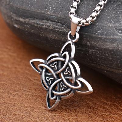Trendy Simple Viking Witch Knot Pendant Chain Stainless Steel Celtic Knot Necklaces for Men Women Amulet Jewelry Gift