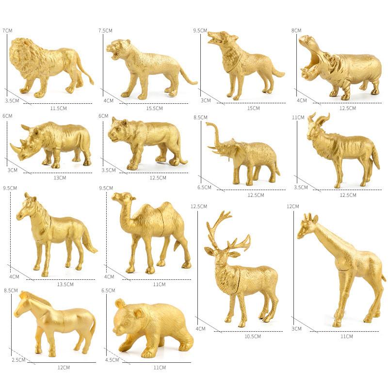 Captivating Forest Wildlife Model Set Featuring Golden Giraffe Lion Elephant Figurines