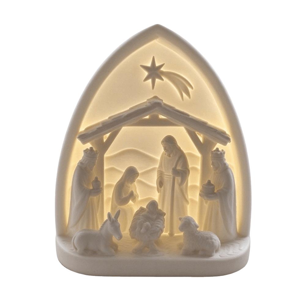 Desktop Ornaments Holy Family Sculpture Resin Christmas Manger Statue Window Sill
