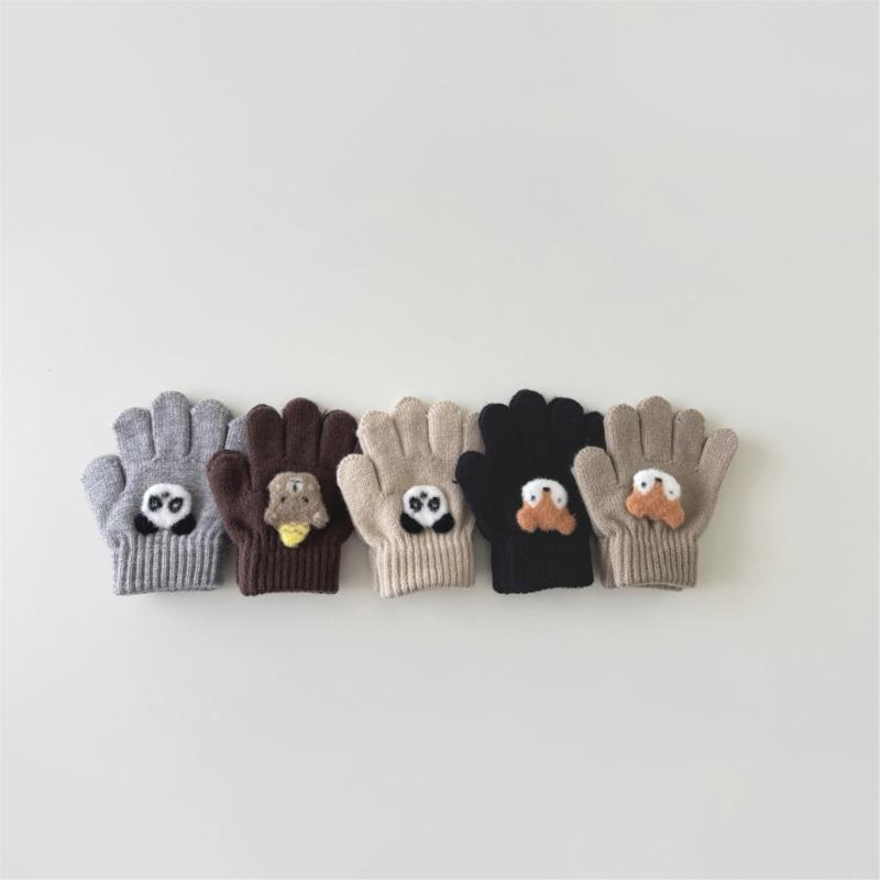 1 Pair Cartoon Kids Gloves Soft & Breathable Knitted Fabric for Boys Girls 3-6T Winter Outdoor Play Mittens Warm