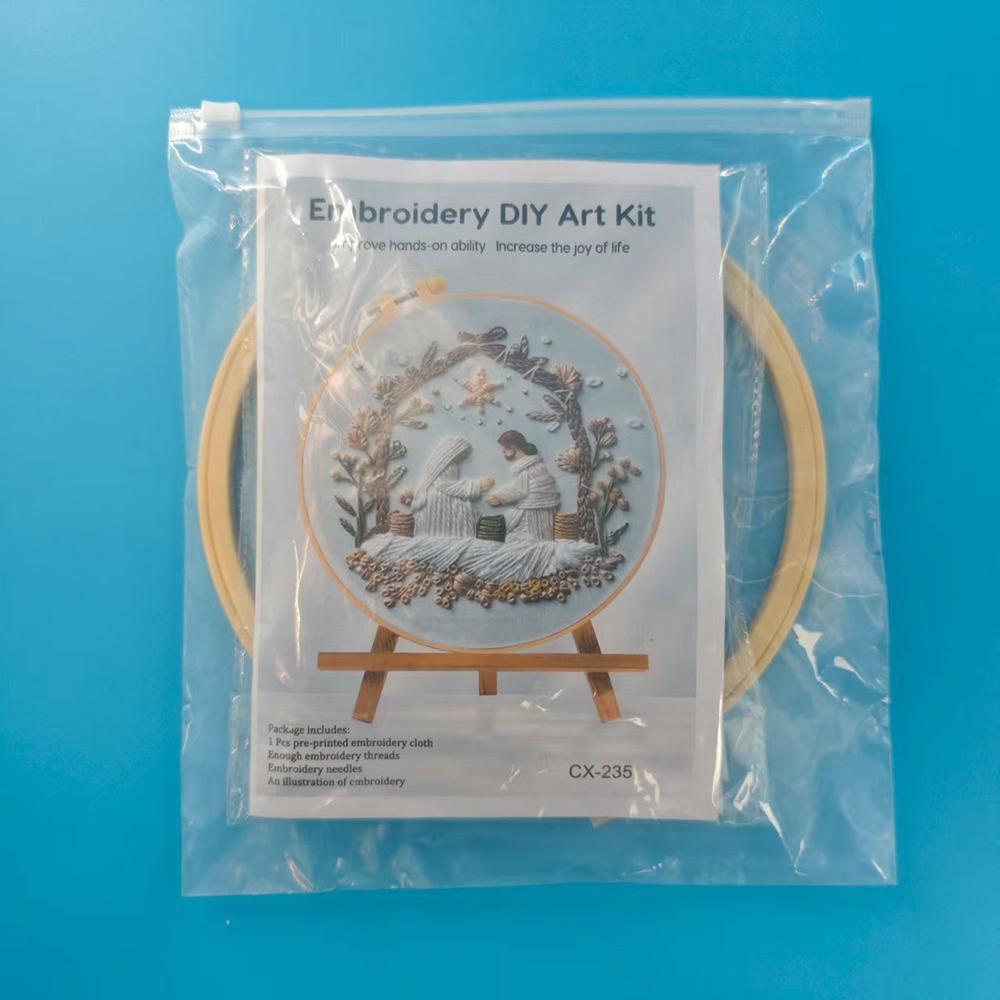 

Christmas Nativity Embroidery Set DIY Material Tool Nativity Embroidery Patterns Kit With Hoop Easy Thread Crafting Needle