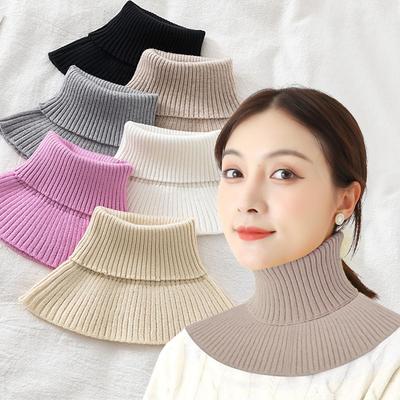 Detachable Knitted Turtleneck Fake Collar For Women Neck Warmer Autumn Winter Warm Cover Head Neck Knitting False Collar