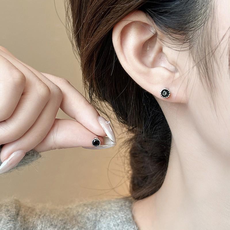 French Retro Zircon Pearl Earrings: Light Luxury 925 Silver Needle Jewelry