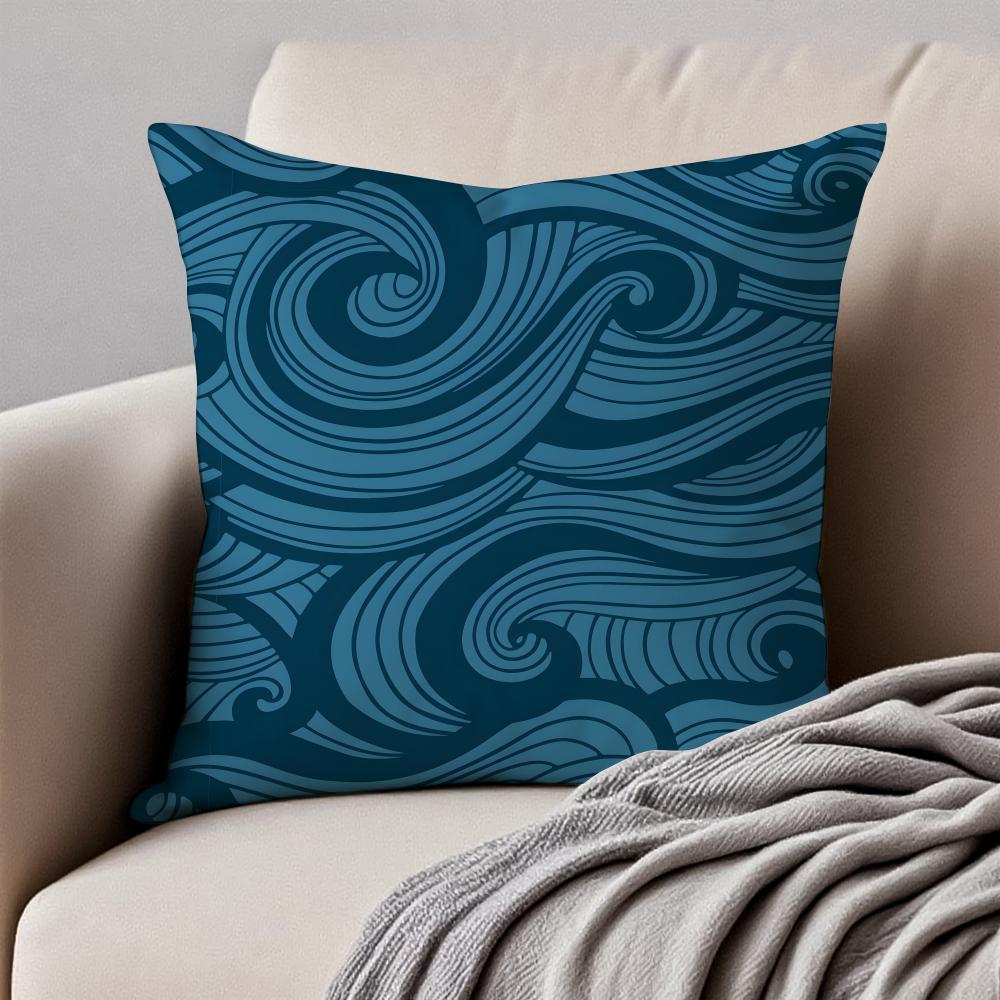 Elegant Chinese Traditiona Wave Cliff Pattern Cushion Cover Pillowcase Antidustmite Invisible Zipper Short Plush Sofa Cushion
