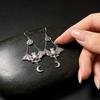 Gothic Style Alloy Earrings With Moon And Star Bat Design For Women